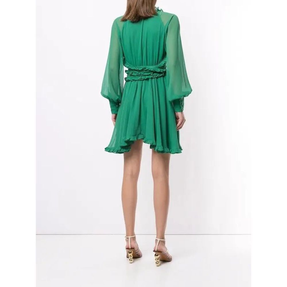 ALEXIS Ruffle-Trimmed Mini Dress - Green Size S $595 - Picture 4 of 12
